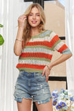 Striped 3/4 Sleeves Sweater Top