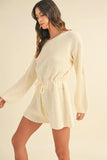 Round Neck Long Sleeve Sweater Romper