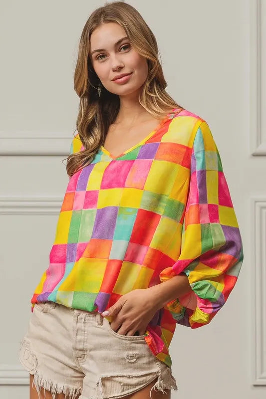 Multi Block Bubble Pop Ballon Top