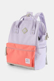 Contrast Waterproof Backpack Bag with External USB Port - Lavender/Coral