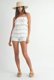 Pointelle Knit Fabric Ruffled Tube Romper