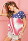 Star Rpinted with Stripe Combo Top