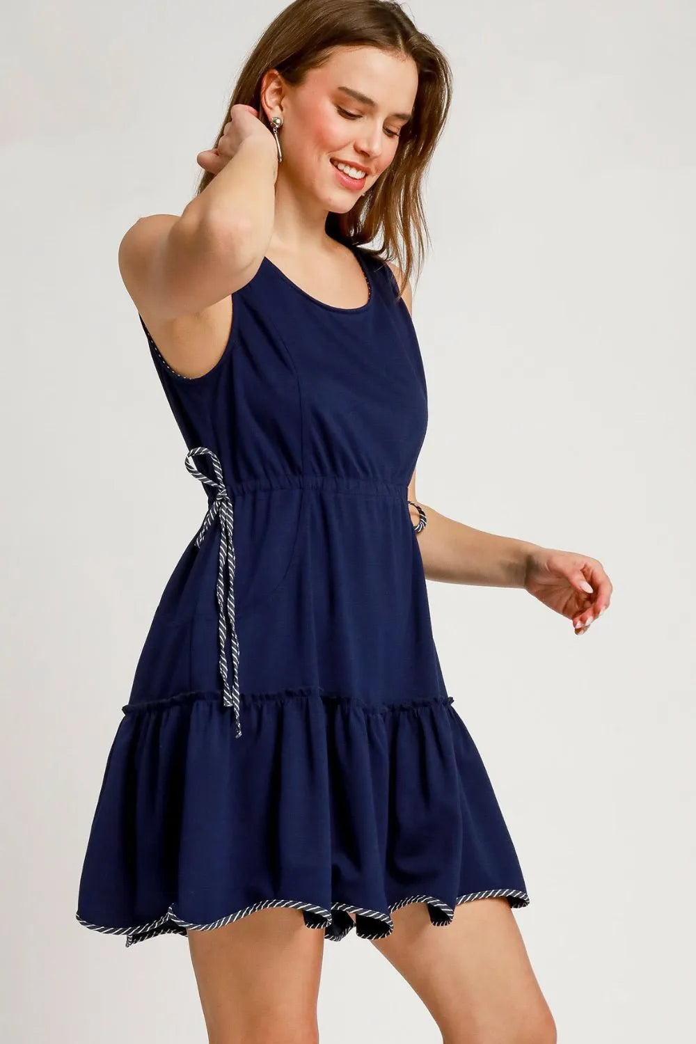Ruffled Empire Waist Sleeveless Mini Dress