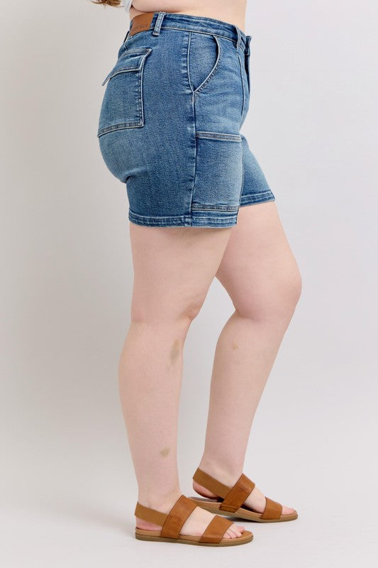 Full Size High Rise Denim Shorts Plus Size