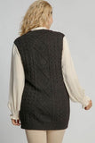 Full Size Cable V-Neck Vest Sweater Plus Size