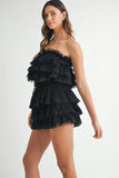 Ruffle Layered Crop Top and Mini Skirt Set