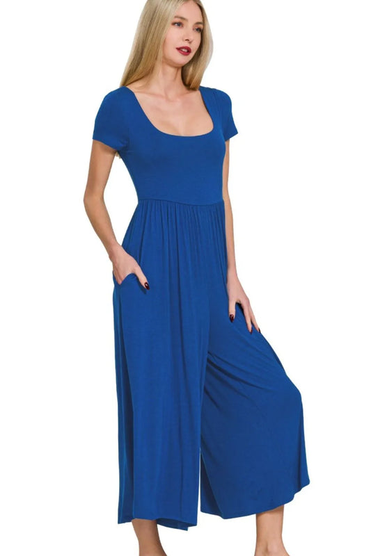 Double Layered Short Sleeve Jumpsuits