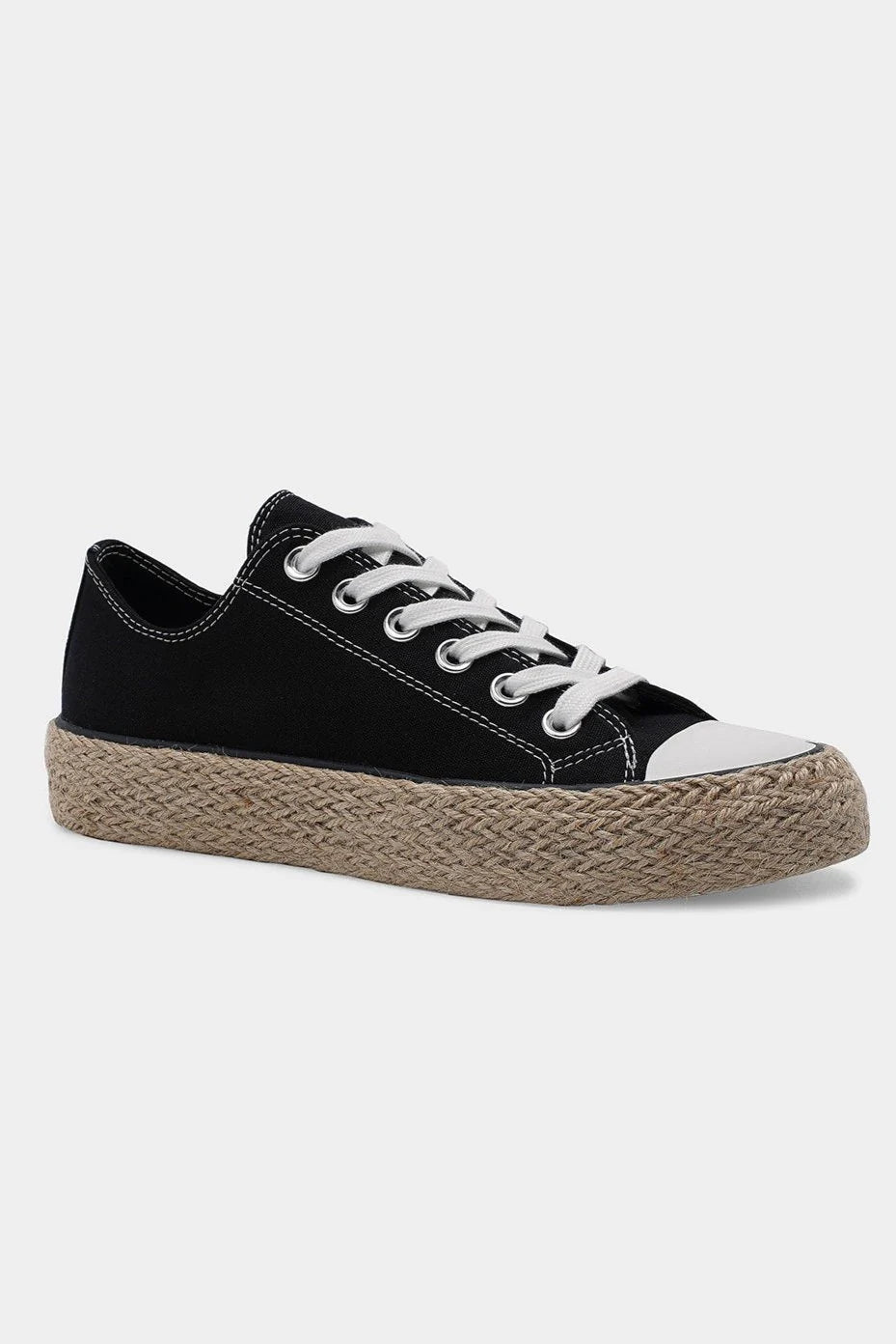 Lace Up Woven Espadrille Sole Sneakers