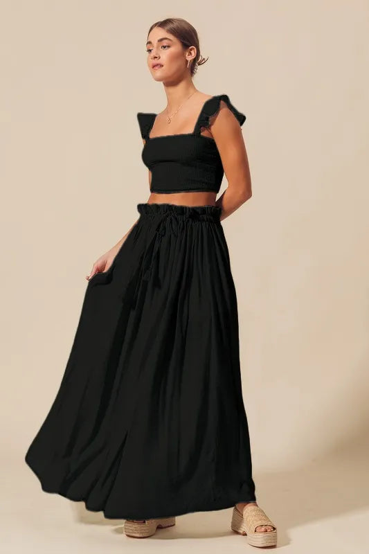 Ruffled Cami Top & Breezy Maxi Skirt Ensemble