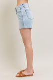 Full Size Frayed Hem High Rise Denim Shorts with Pockets Plus Size