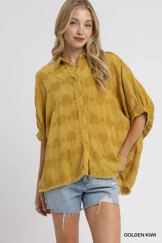 Heart-Collared Oversized Shirt