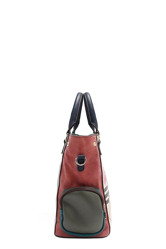 Eco-Leather Handbag with Side Pockets