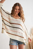 Full Size Multi Color Strip Sweater Plus Size