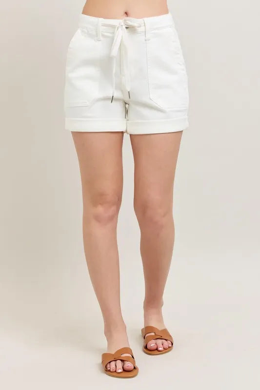 High Waist Cuff Denim Shorts