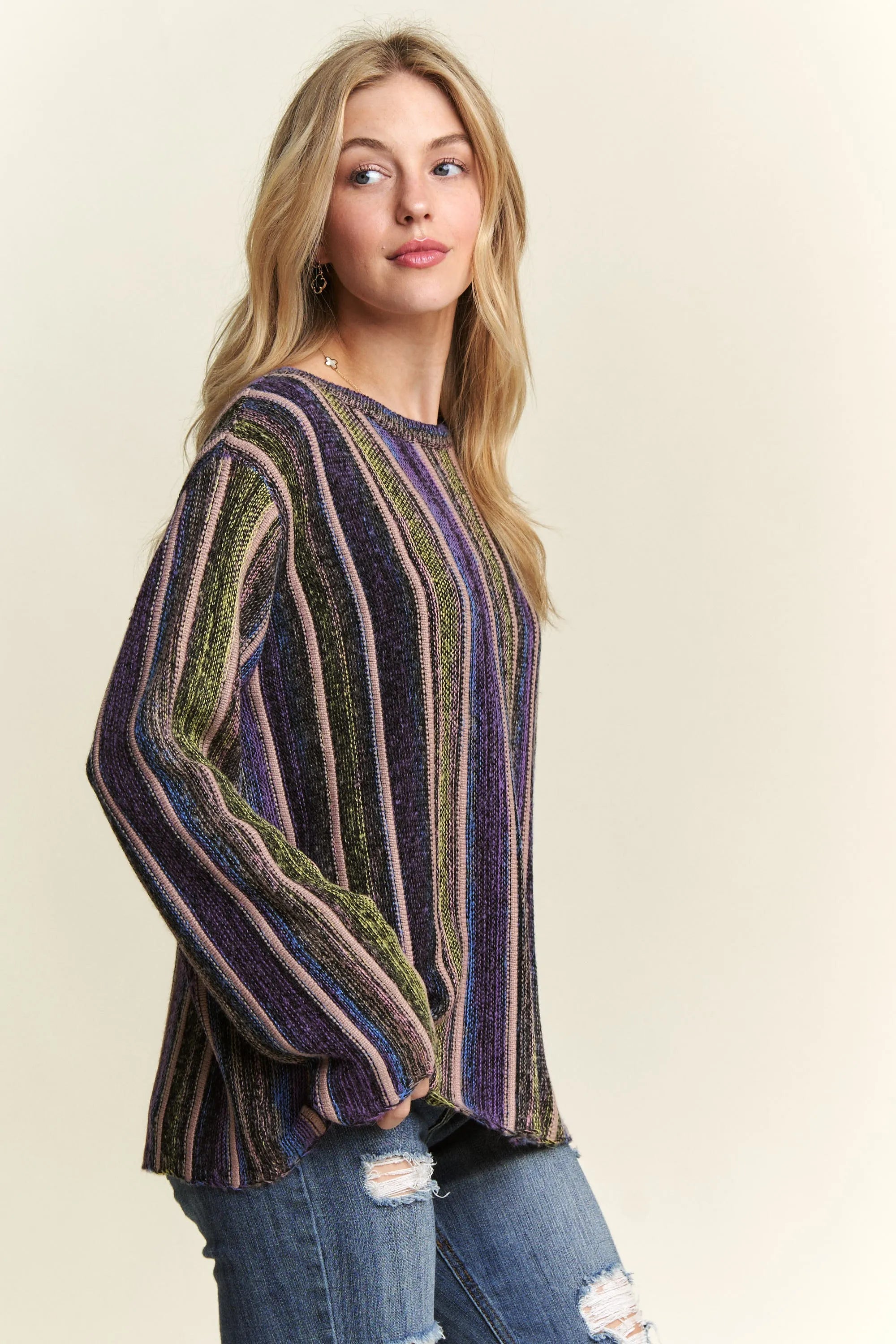 Vertical Stripe Sweater Top