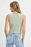 Full Size V Neck Button Down Vest Plus Size