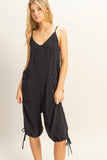 V-Neck Pocket Detail Side Tie Hem Romper