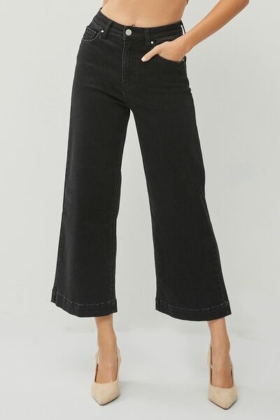 High Rise Wide Leg Ankle Jeans