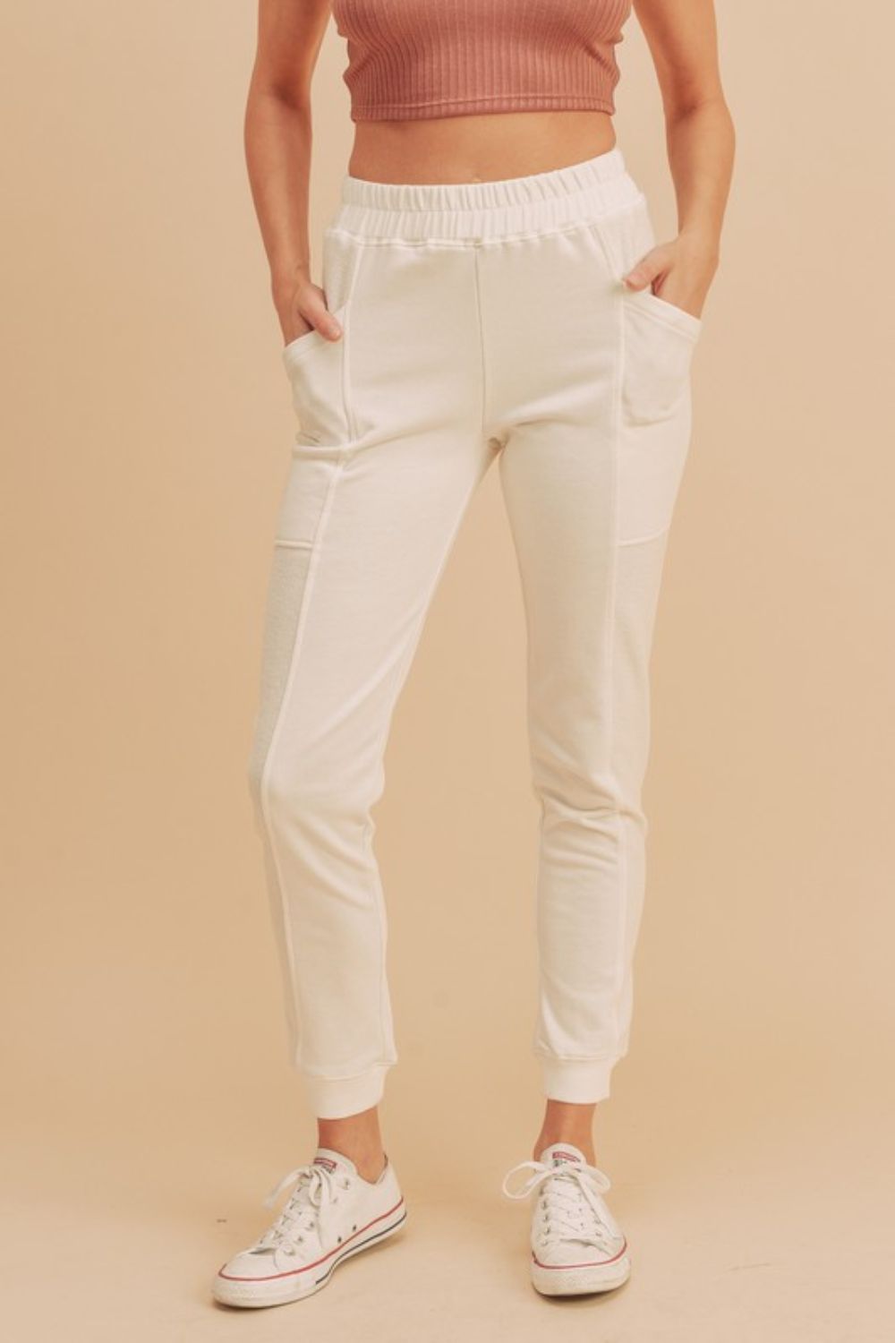 Elastic Waist Joggers with Pockets