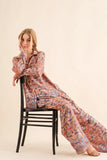 Satin Paisley Pattern Waist Ribbon Pants