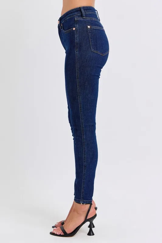 Full Size Midi Rise Tummy Control Classic Skinny Jeans Plus Size