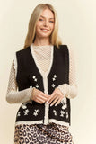 Floral Embroidered Lace Sweater Knit Vest
