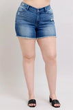 Full Size V-Front Denim Shorts with Shield Pockets Plus Size