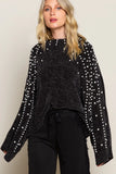 Pearl-Adorned Oversize Knit Sweater