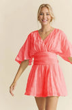 Batwing Sleeve Waist Belt Romper
