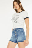 High Rise Release Hem Denim Shorts