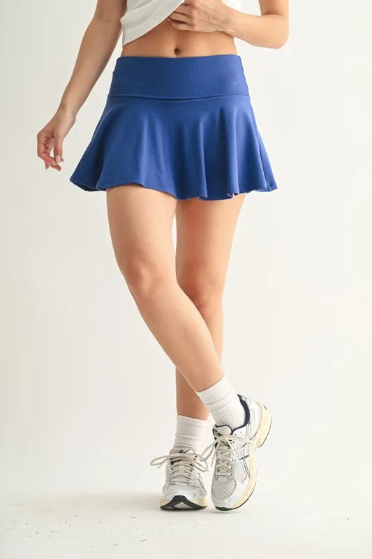 Ribbed Foldover Waist Skort