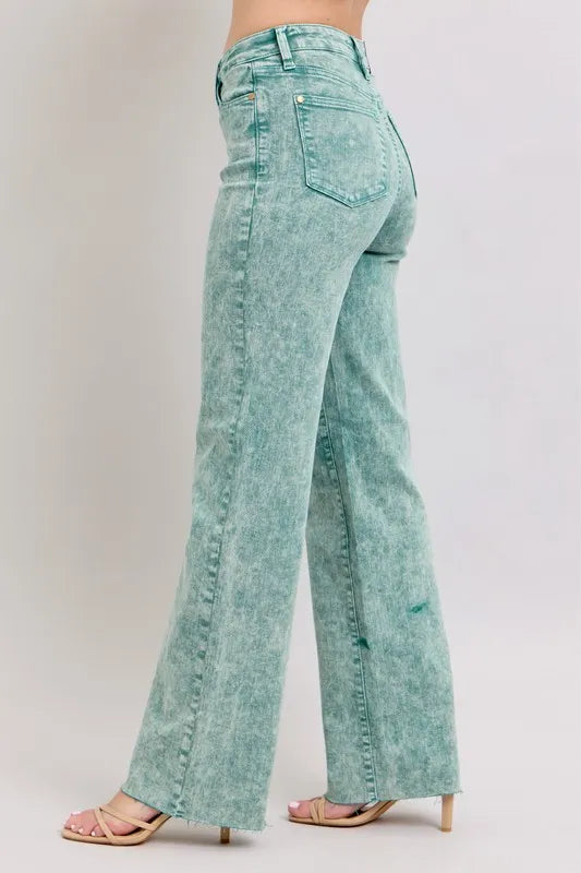 Full Size High Waist Garment Dyed Raw Hem Dad Jean Plus Size