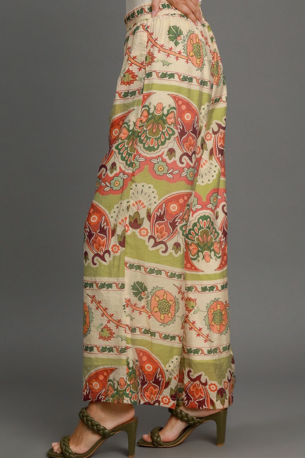 Full Size Wide Leg Border Print Pants Plus Size