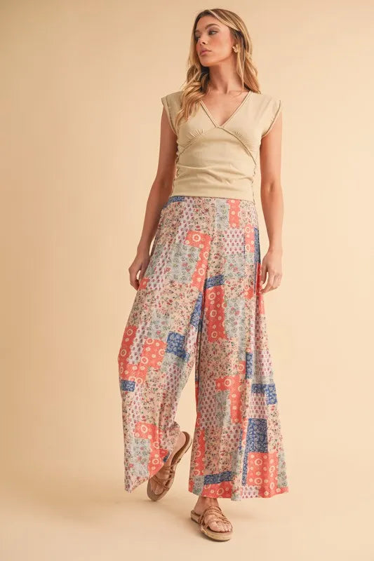 Printed Wide Leg Pants