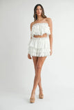 Ruffle Layered Crop Top and Mini Skirt Set