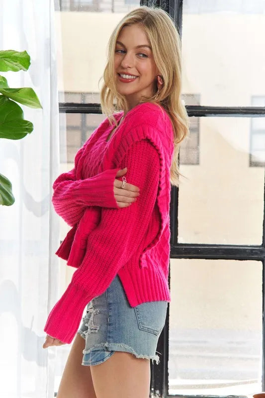 Ruffle Detail Adorable Sweater