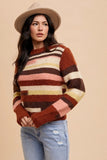 Color Block Round Neck Long Sleeve Sweater