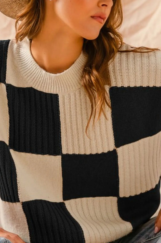 Check Plaid Casual Sweater Top