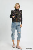 Floral Ruffle Quilted Snap Vest