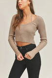 Long Sleeve Crop Sweater Top and Inner Bra Set