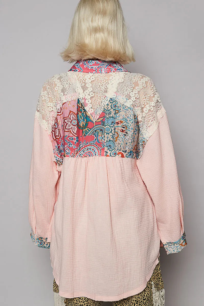 Patchwork Bohemian Balloon Sleeve Blouse