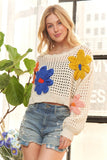 Floral Patch Sweater Crop Top