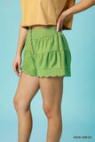 High-Waist Scalloped Button-Detail Shorts