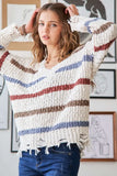 Frayed Edge Stripe Sweater
