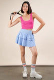 Riffled Tiered Layers Activewear Skirt with Shorts