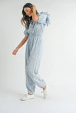 Eyelet Lace Ruffle Shoulder Jumpsuit