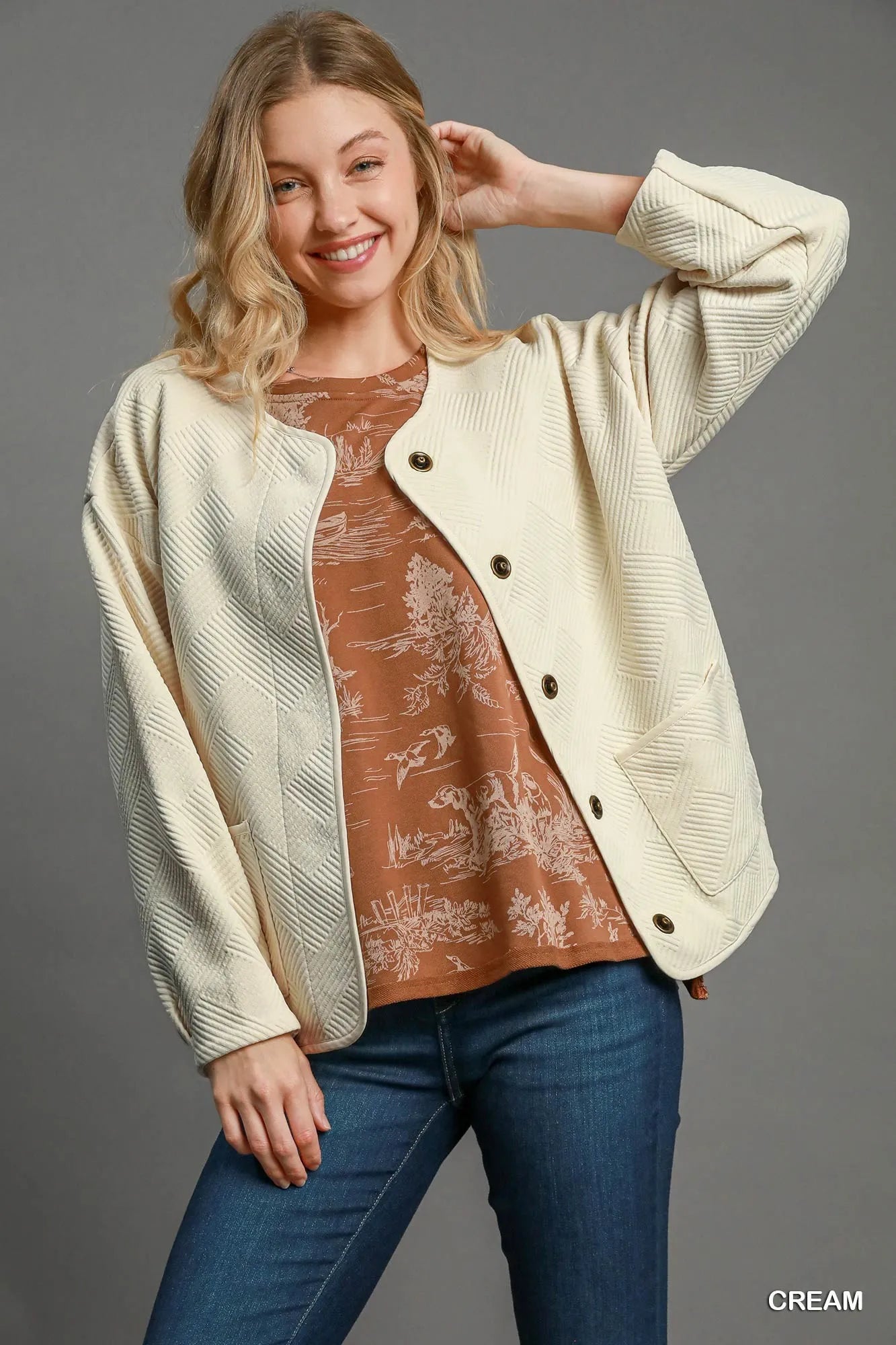 Chic Jacquard Pattern Jacket