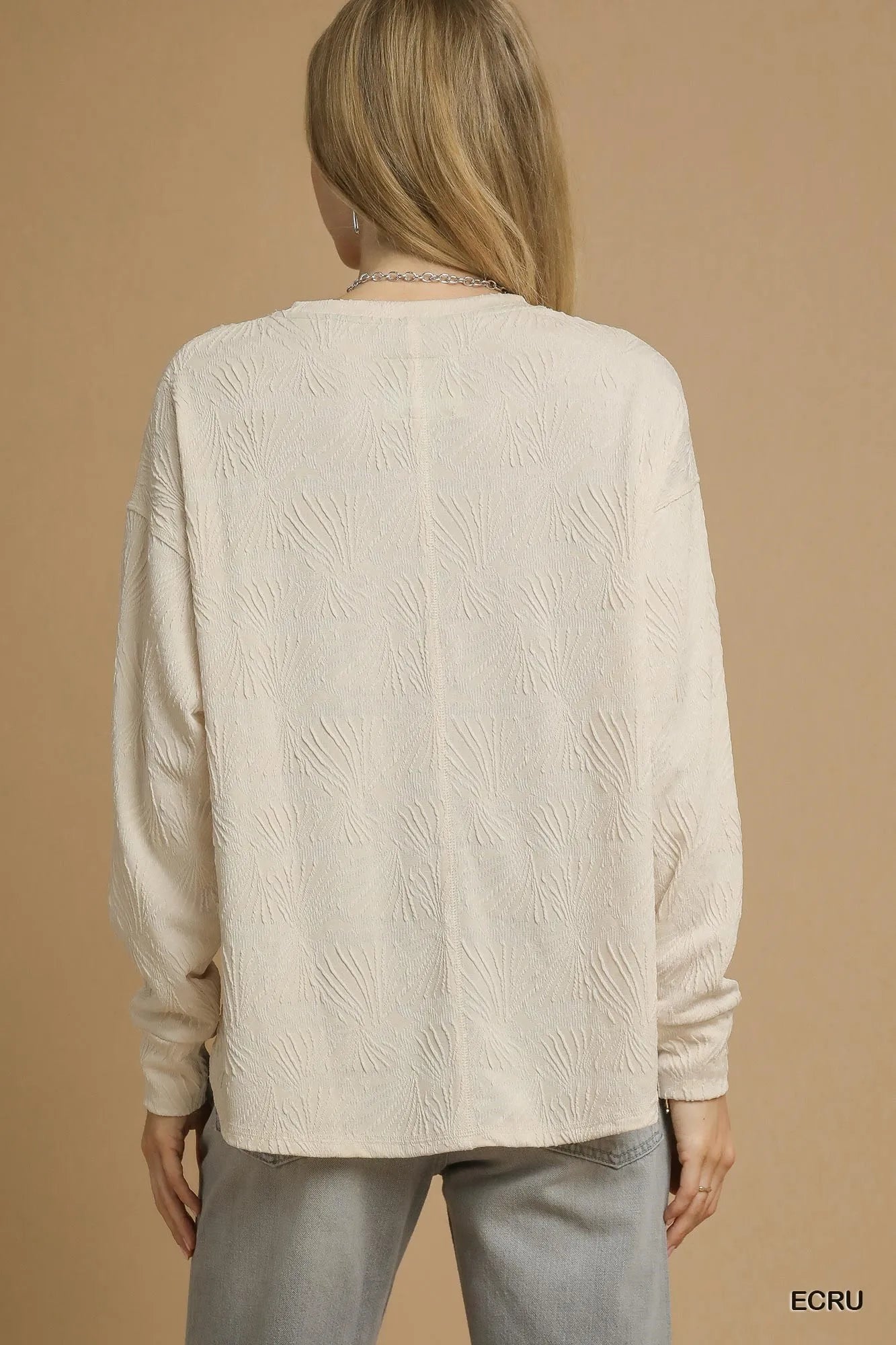 Textured Knit Long Sleeve Blouse