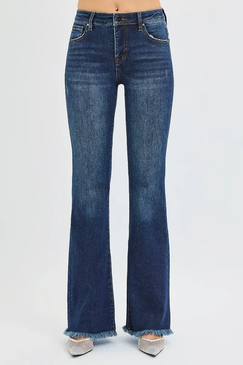 Full Length Figure-Flattering Mid Rise Flare Jeans