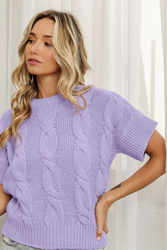 Cable Knit Textured Sweater Top